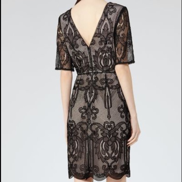 Reiss Zola Black Lace Midi Dress • Size 4 • Elegant Evening Cocktail Style - Picture 4 of 7